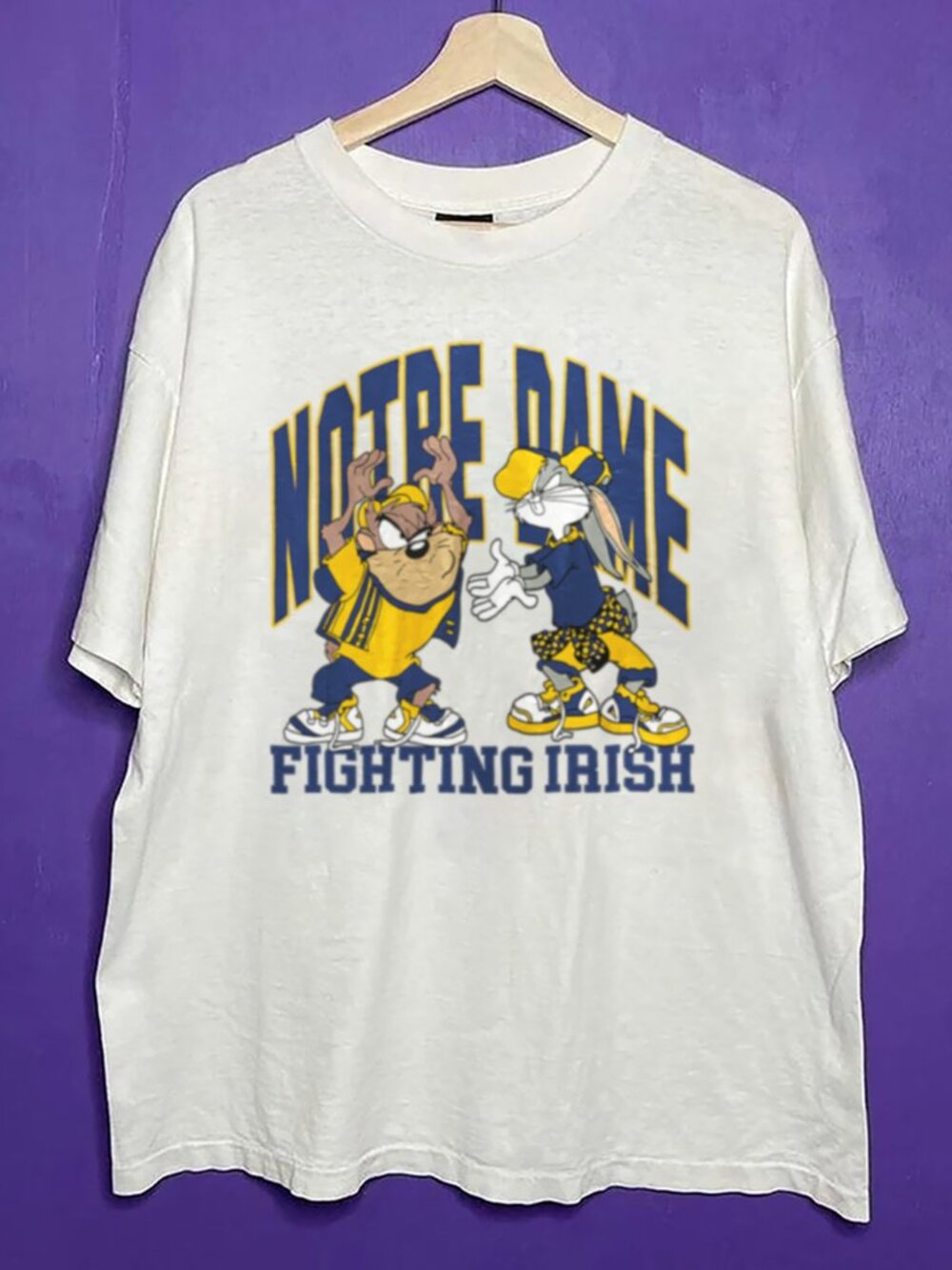 Vintage 1990 University of Notre Dame Fighting Irish Football Looney Tunes Shirt